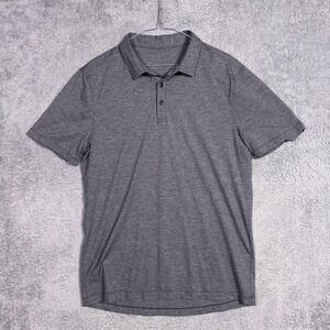 Lululemon Polo Shirt Mens L Gray Solid Performance Stretch Athletic Top
